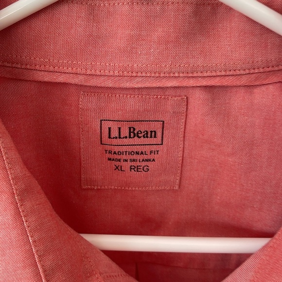 LL Bean long sleeve button up dressy salmon pink size XL - Picture 2 of 6